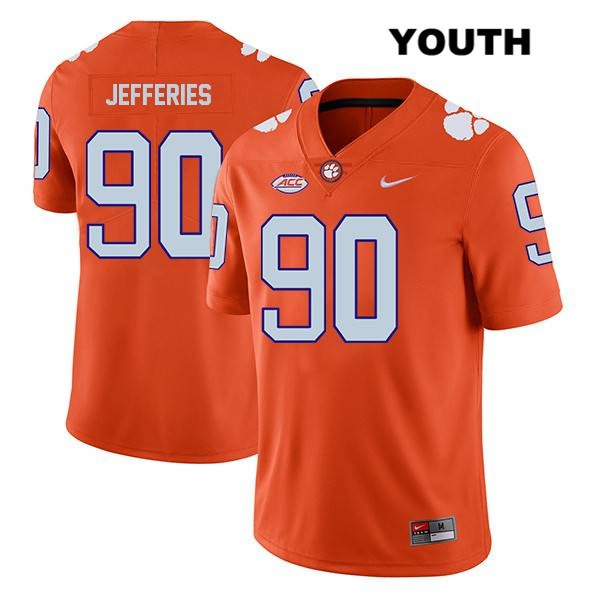 Youth Clemson Tigers #90 Darnell Jefferies Stitched Orange Legend Authentic Nike NCAA College Football Jersey UXZ5146BD